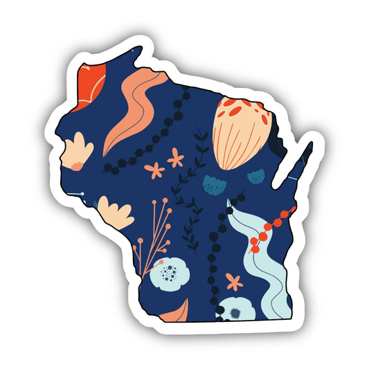 Wisconsin Blue Floral Abstract Sticker