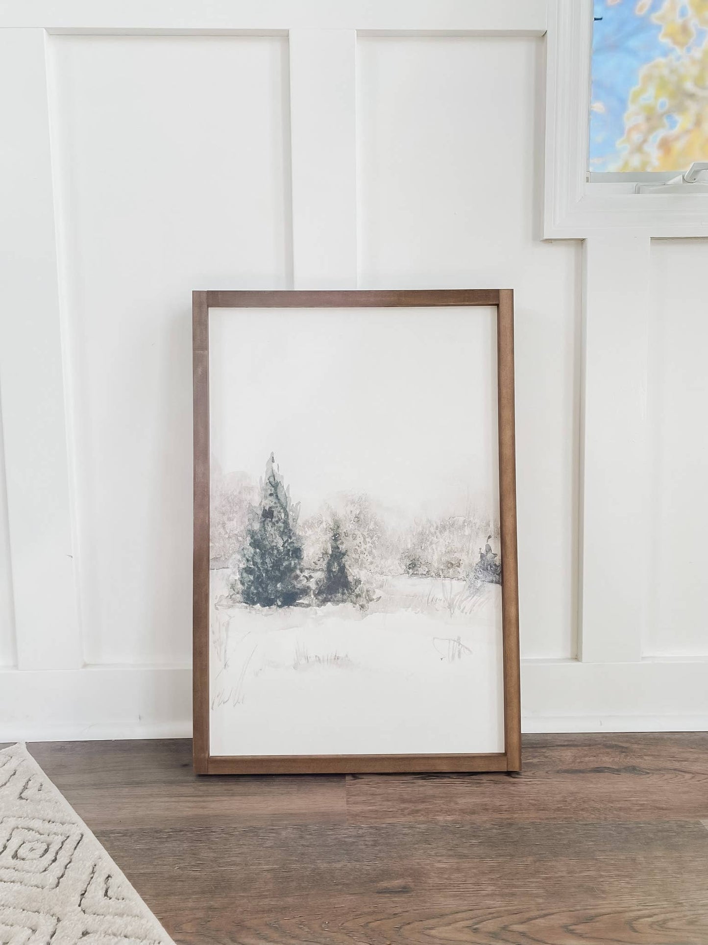 Winter Landscape | Winter Home Decor, Winter Wall Decor: Light Oak / 7x7"