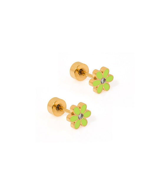 Screwback Stud Earrings - Alli Neon Green