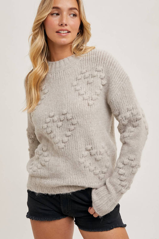 HEART SHAPE POM POM SWEATER PULLOVER