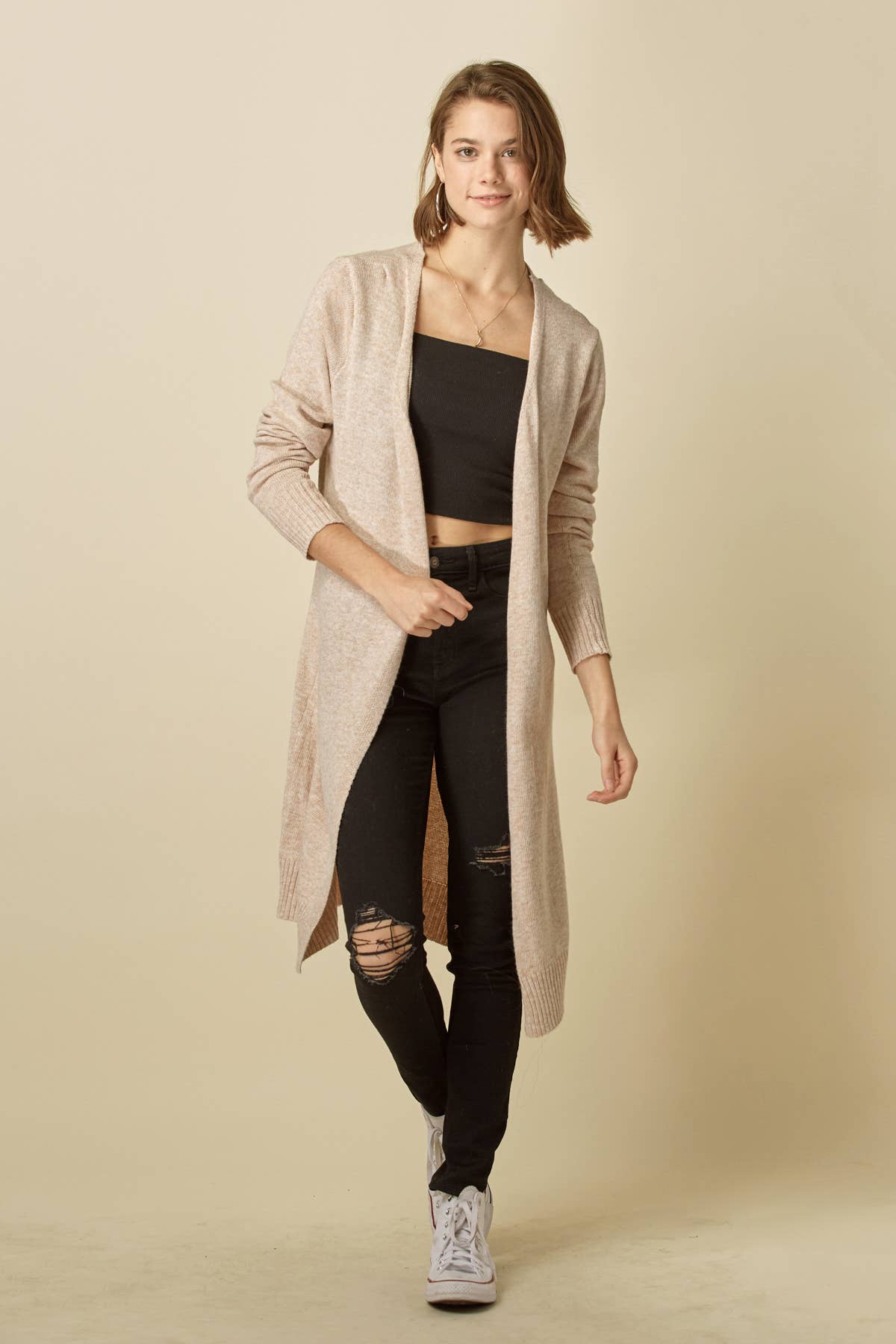 Long Sleeve Open Cardigan - 1497C-1