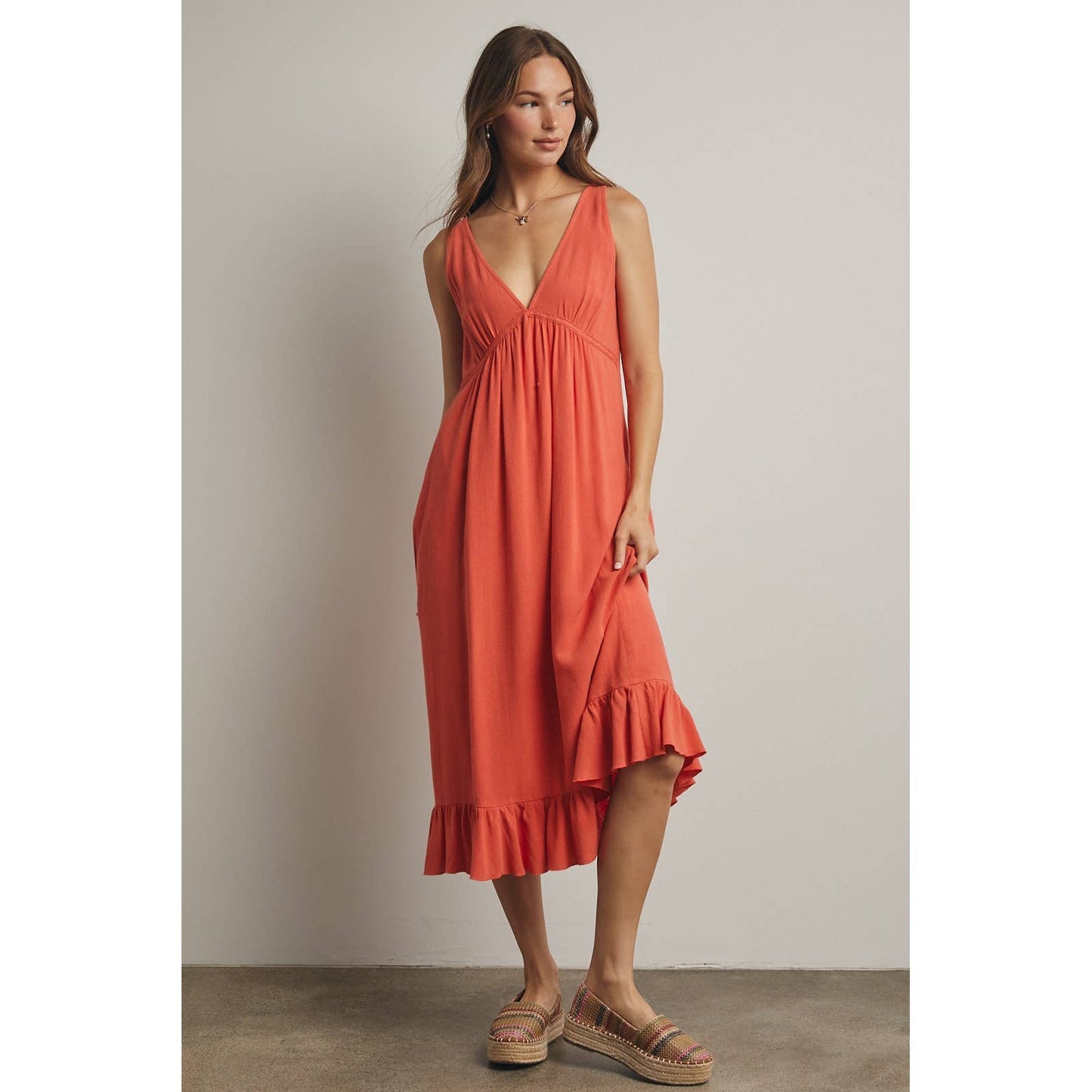 Sleeveless Ruffle Trim Mini Dress