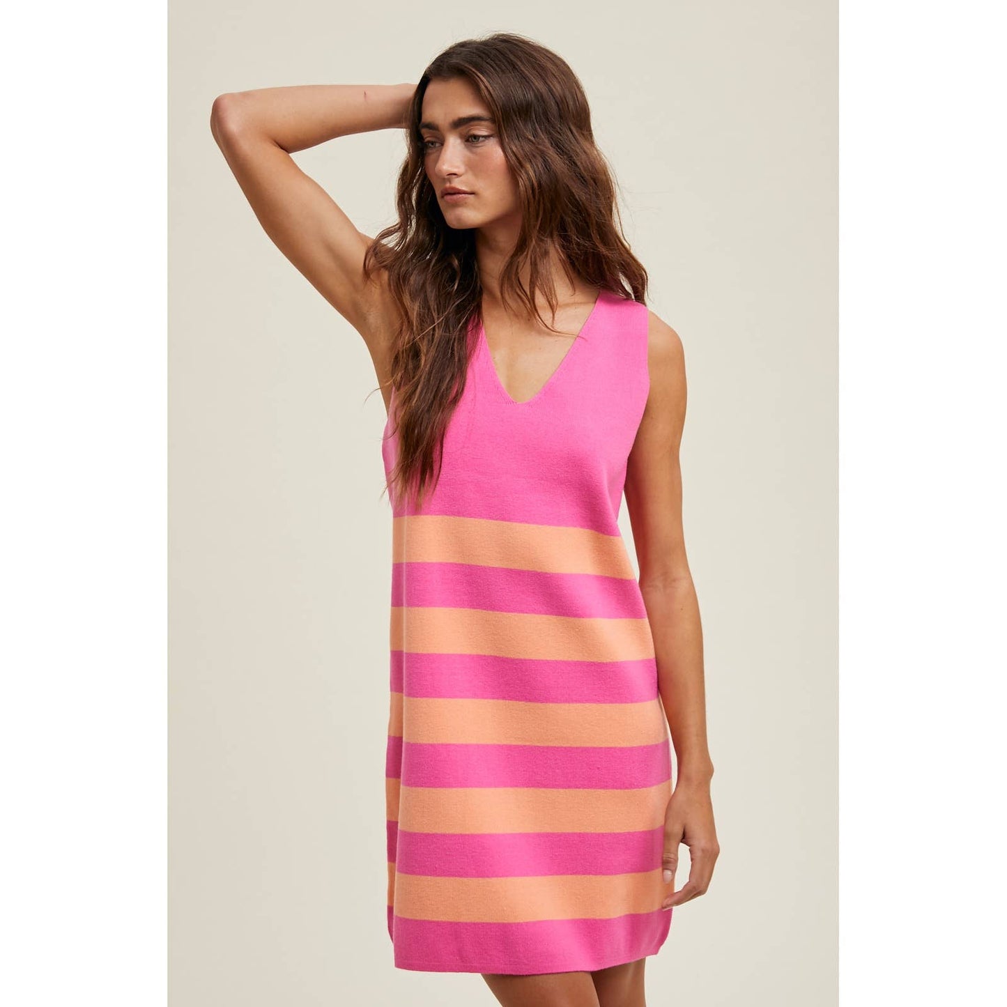 STRIPED MINI SWEATER DRESS / WL24-9717