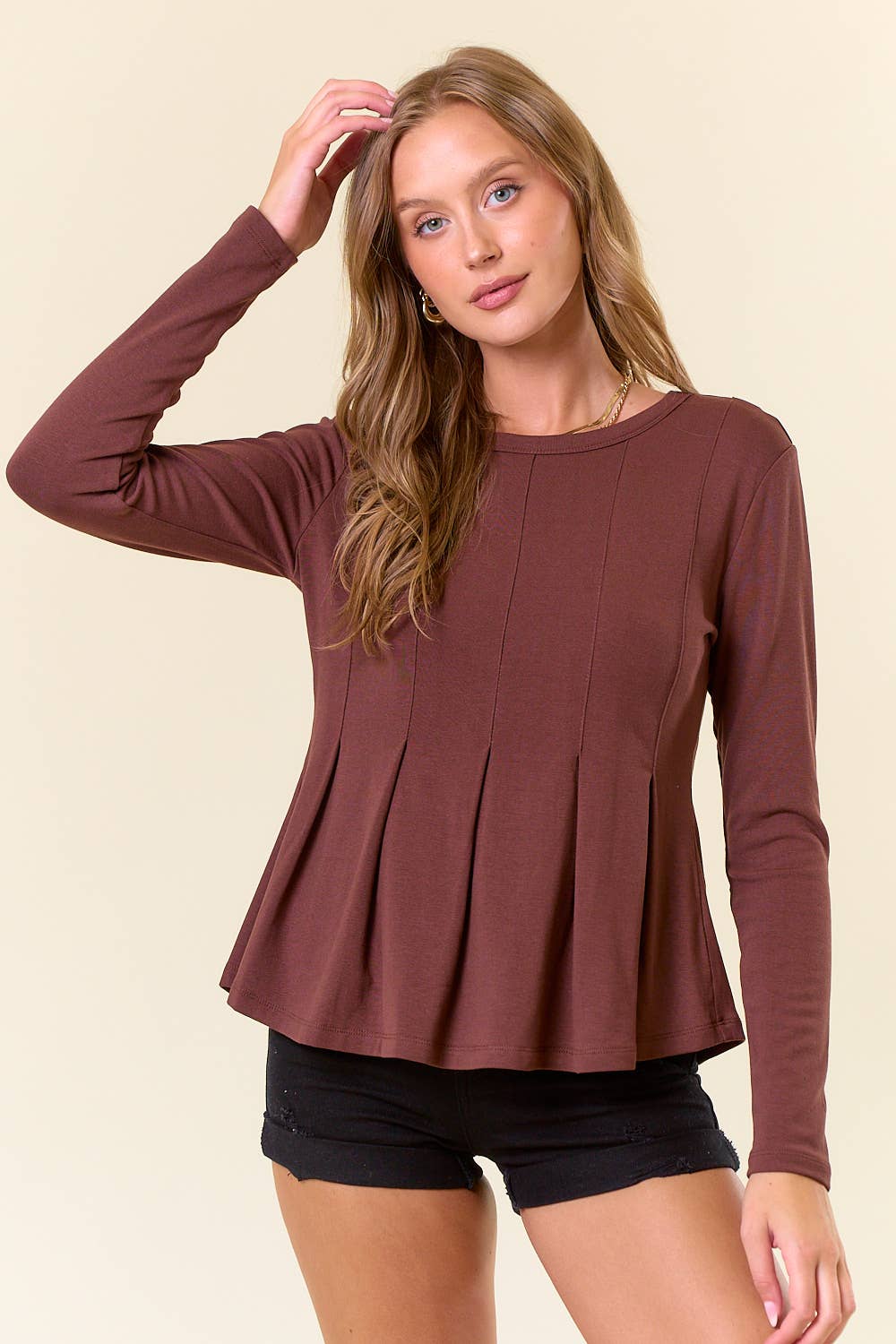 Pintuck Peplum Top