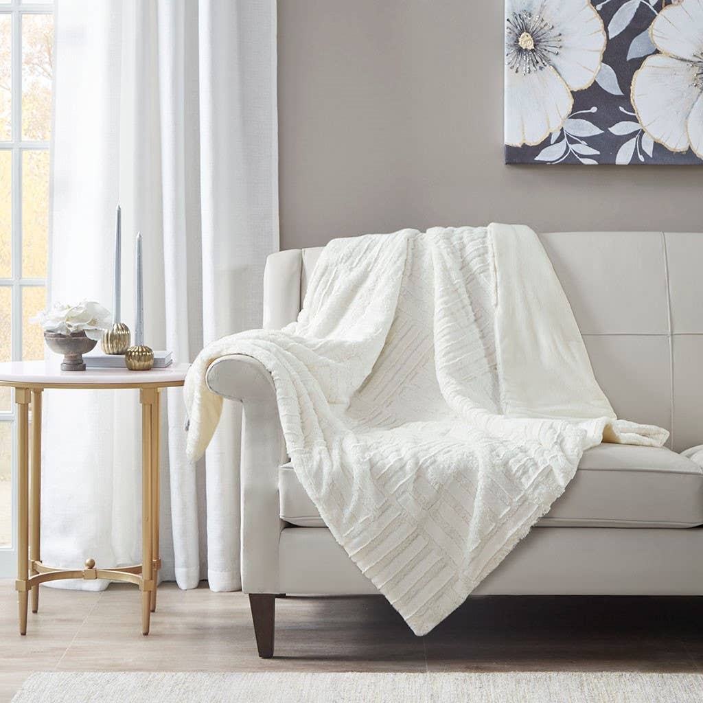 Ultra Plush 50x60" Throw Blanket, Ivory