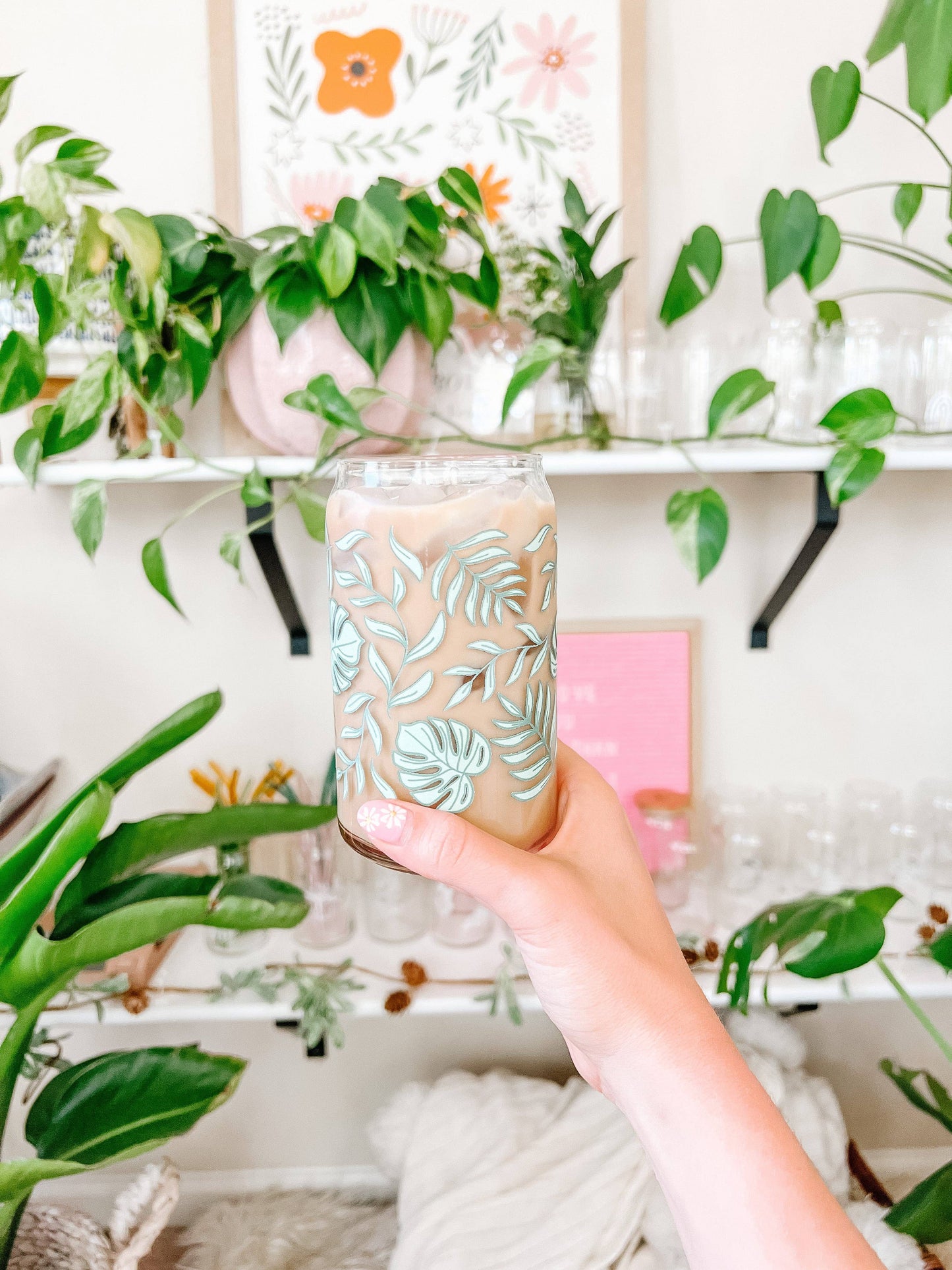 16oz Tropical Monstera Glass