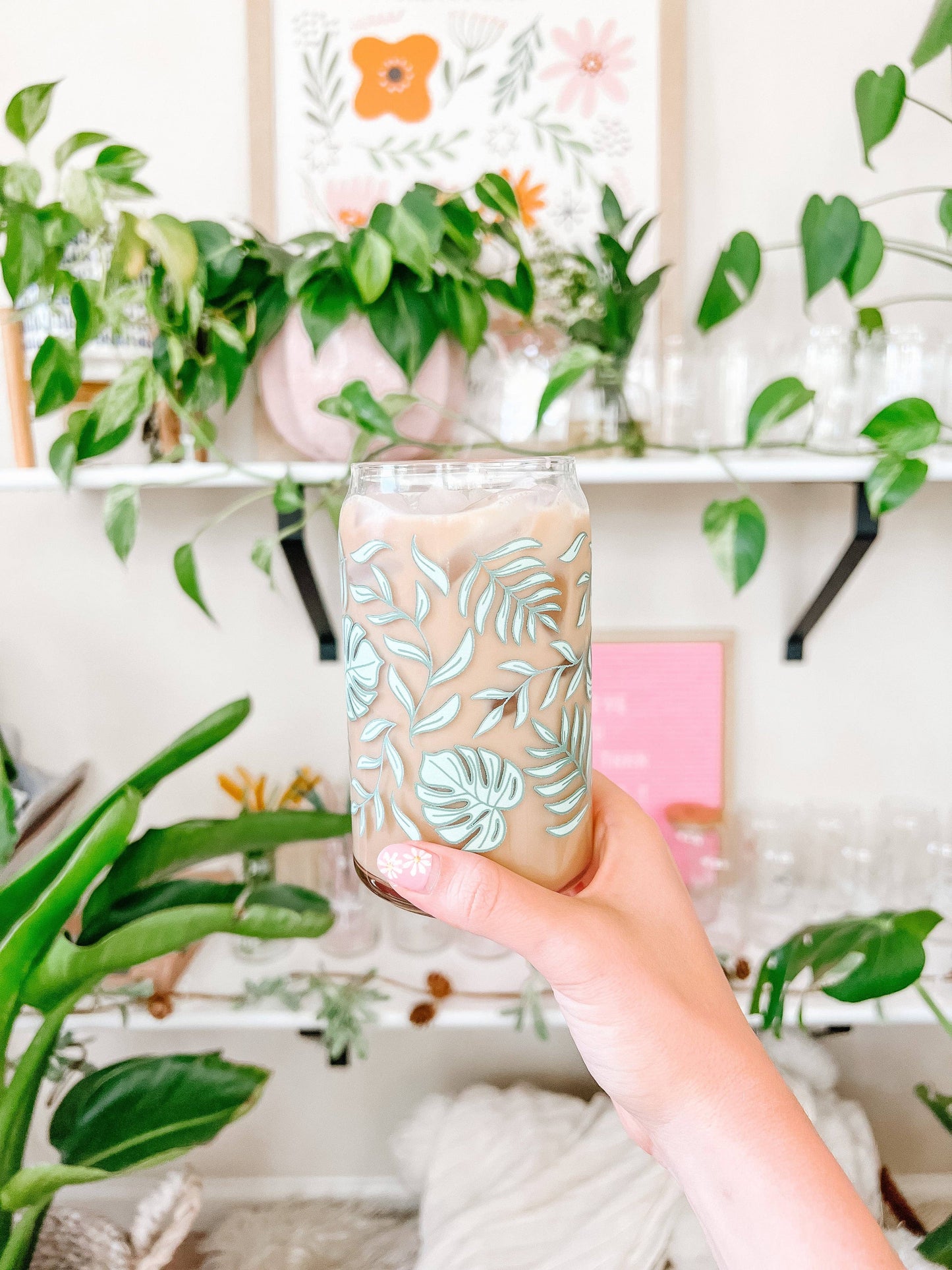 16oz Tropical Monstera Glass