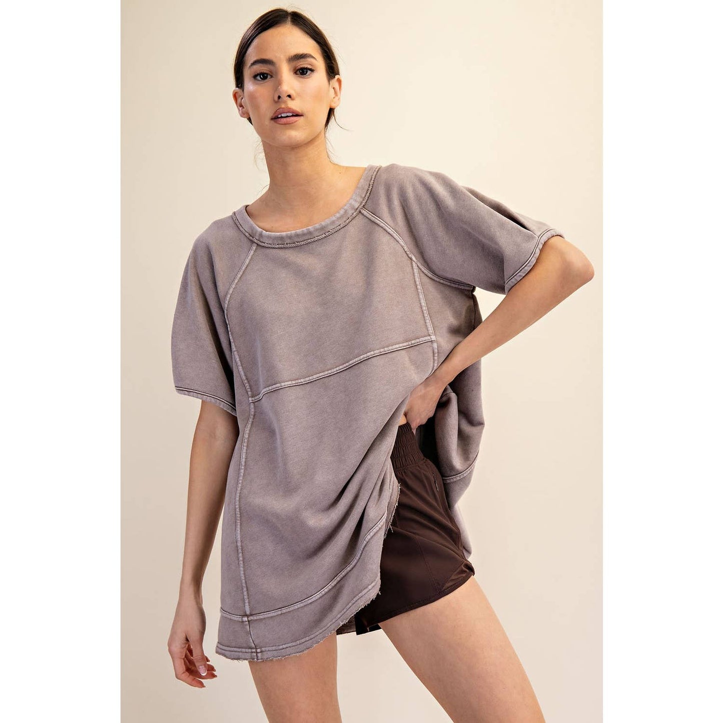 Mineral Washed Oversized Short Sleeve Tunic