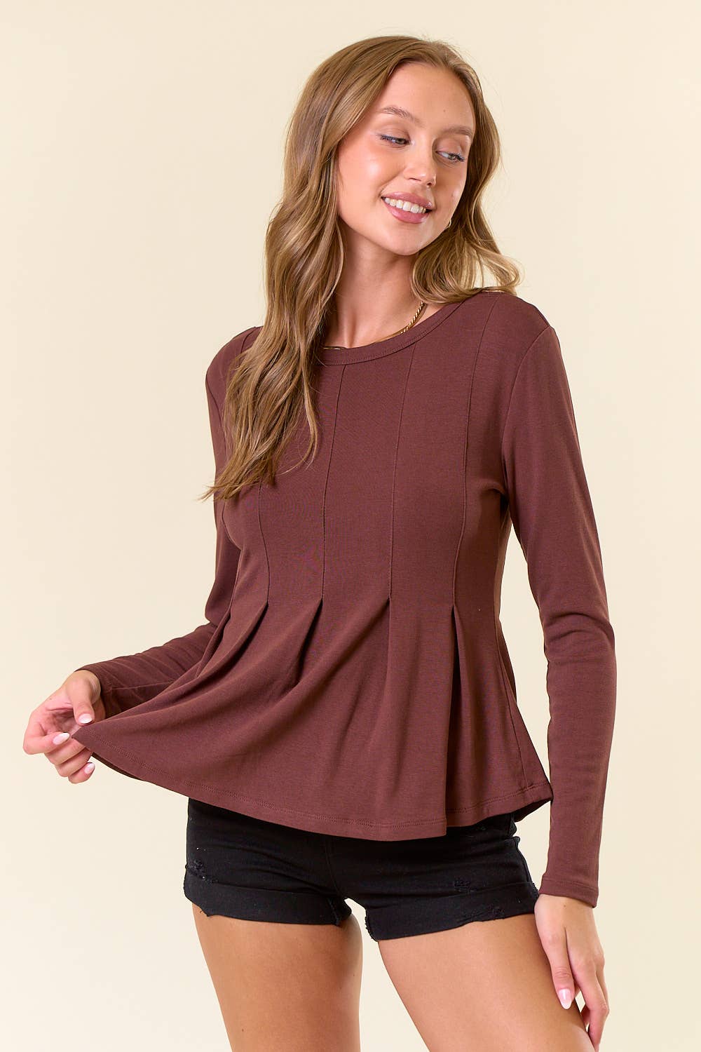 Pintuck Peplum Top