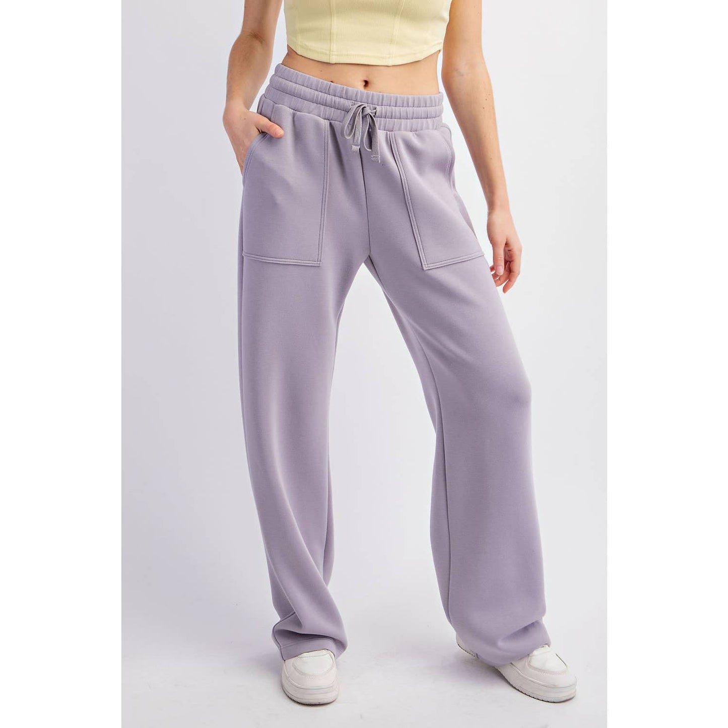 MODAL POLY SPAN STRAIGHT LOUNGE PANTS WITH POCKETS