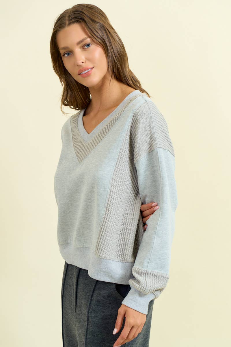 Brushed Terry Mix Media Block Sweatshirt