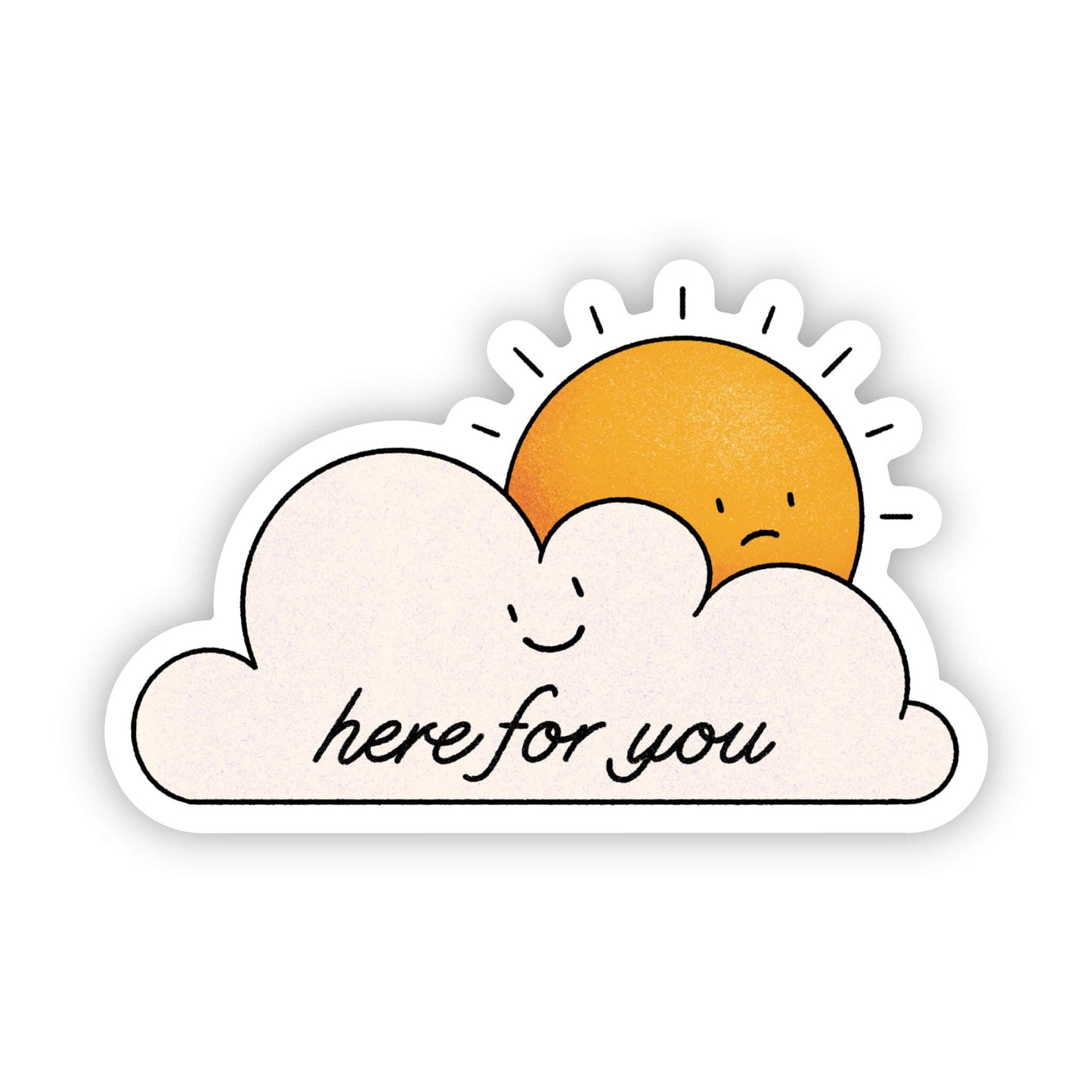 Here for you sticker - sun & clouds