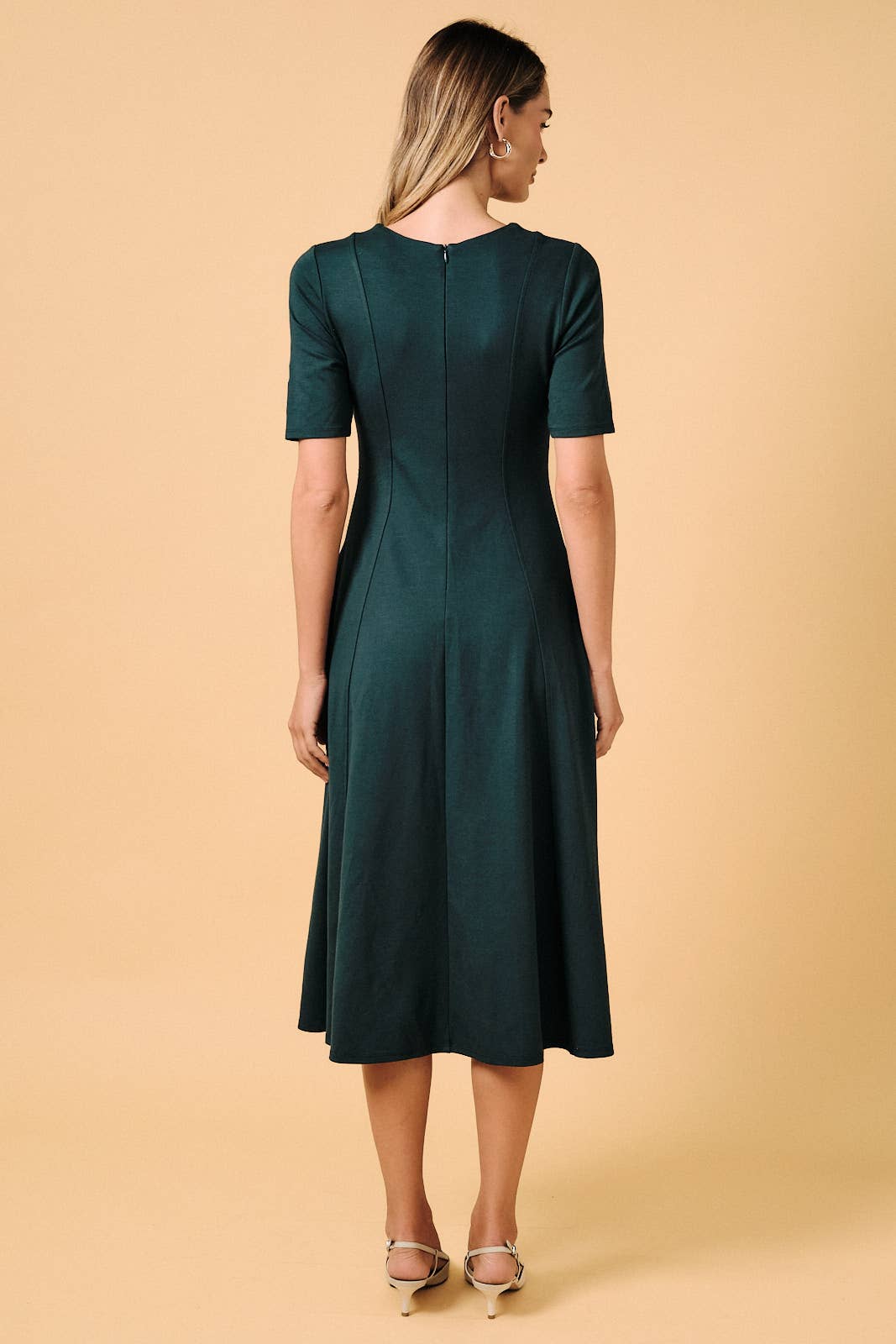 Elbow Sleeve Midi Dress