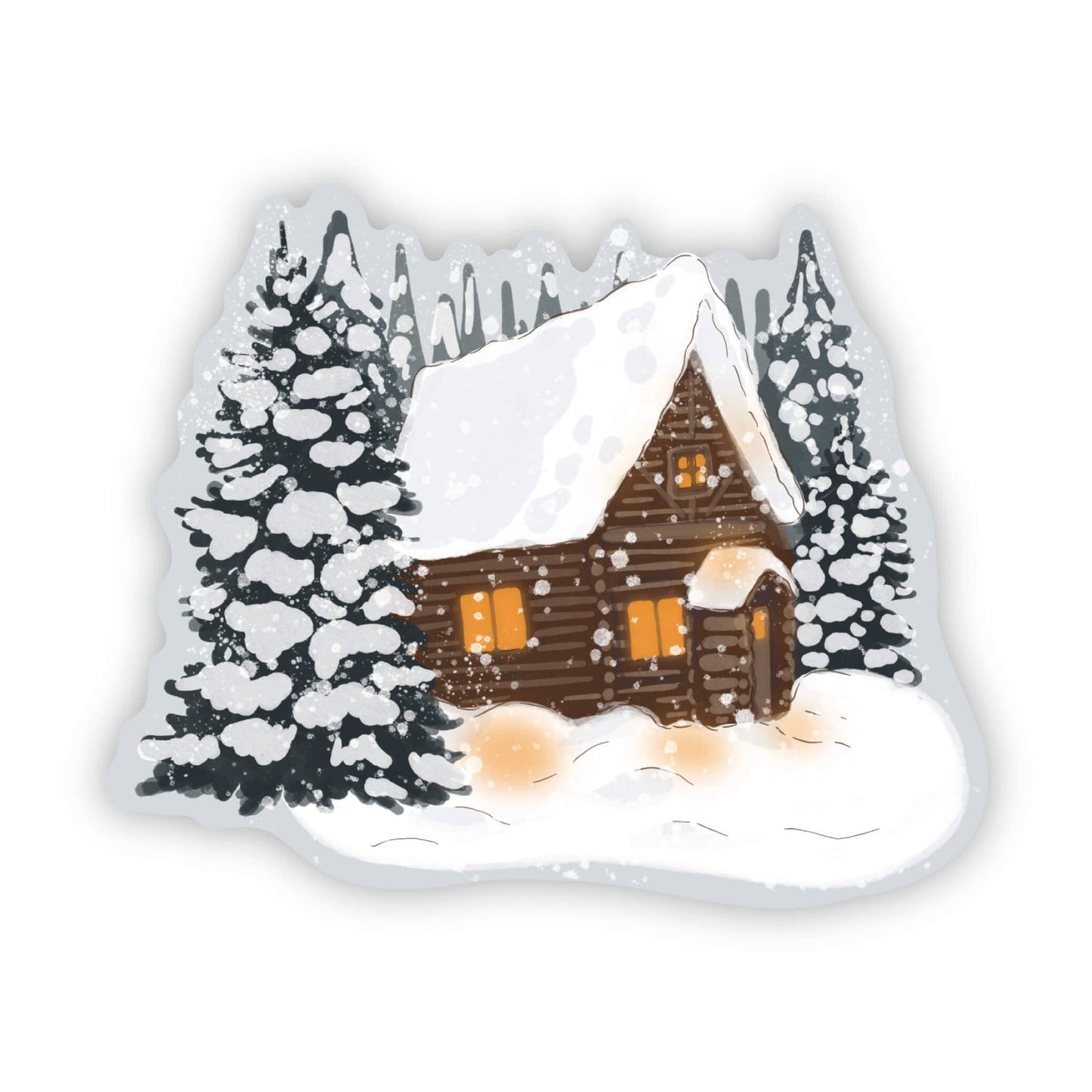 Log Cabin & Trees Sticker