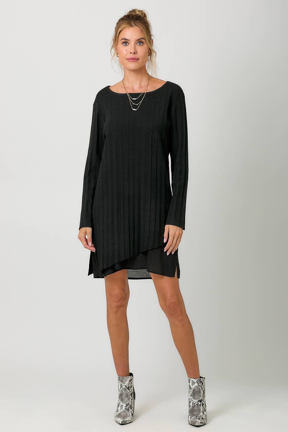 60757 Pleated Diagonal Cut Sweater