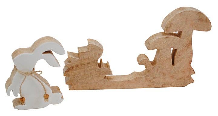 Wood Rabbit & Mushroom Puzzle - 11"