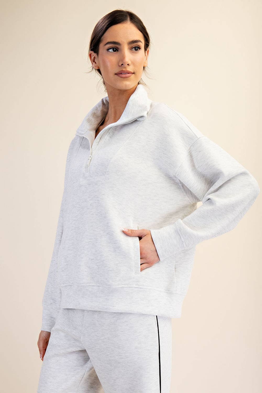 Modal Poly Span Quarter Zip Funnel Neck Pullover
