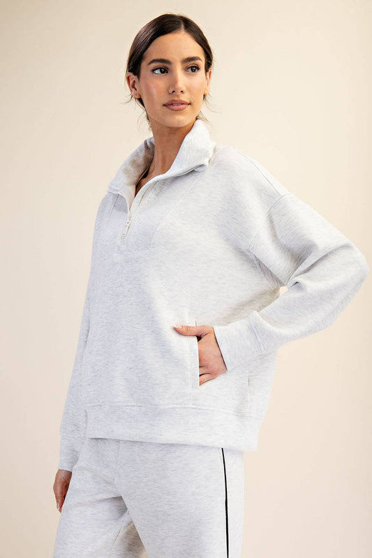 Modal Poly Span Quarter Zip Funnel Neck Pullover