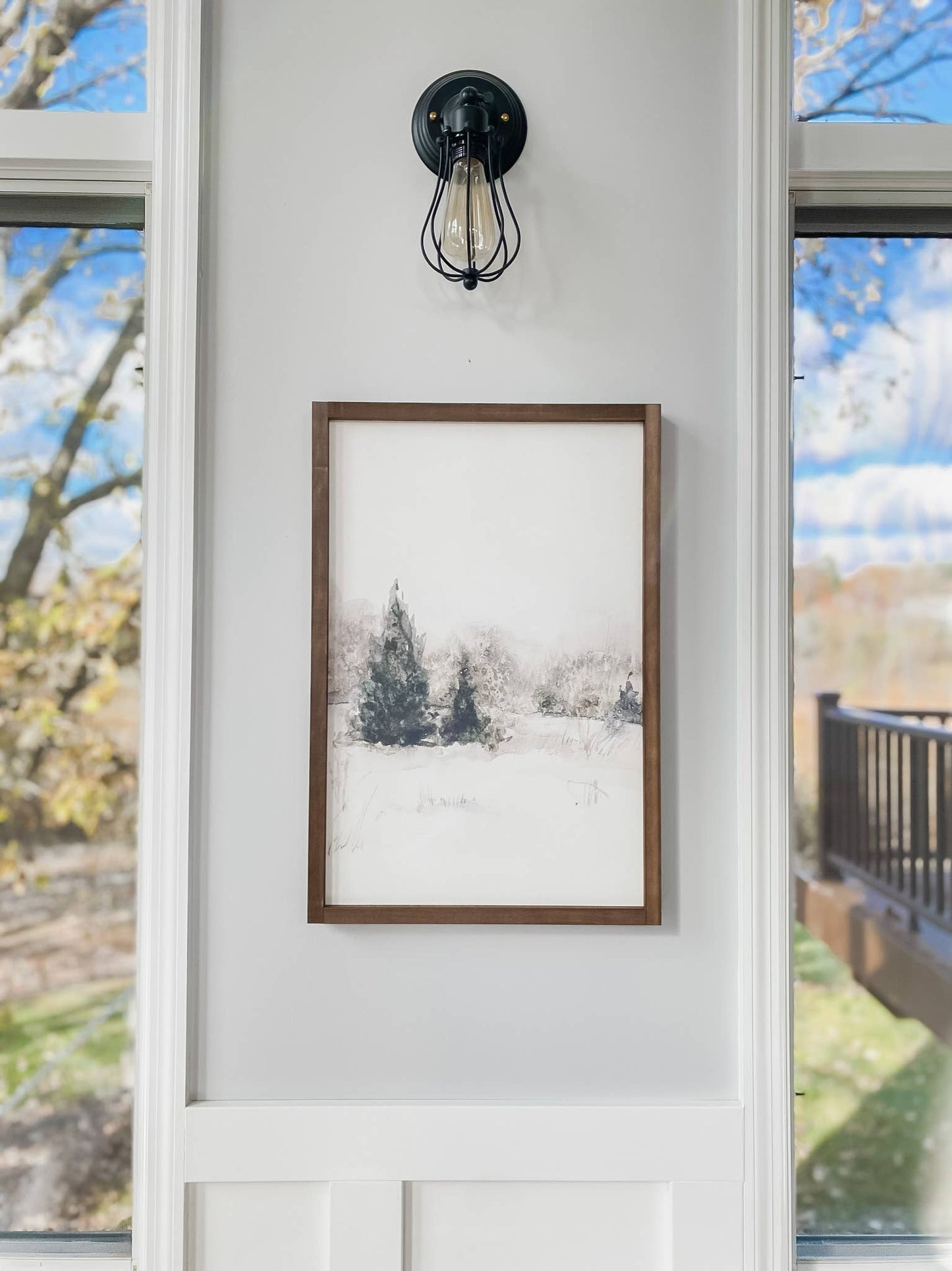 Winter Landscape | Winter Home Decor, Winter Wall Decor: Light Oak / 7x7"