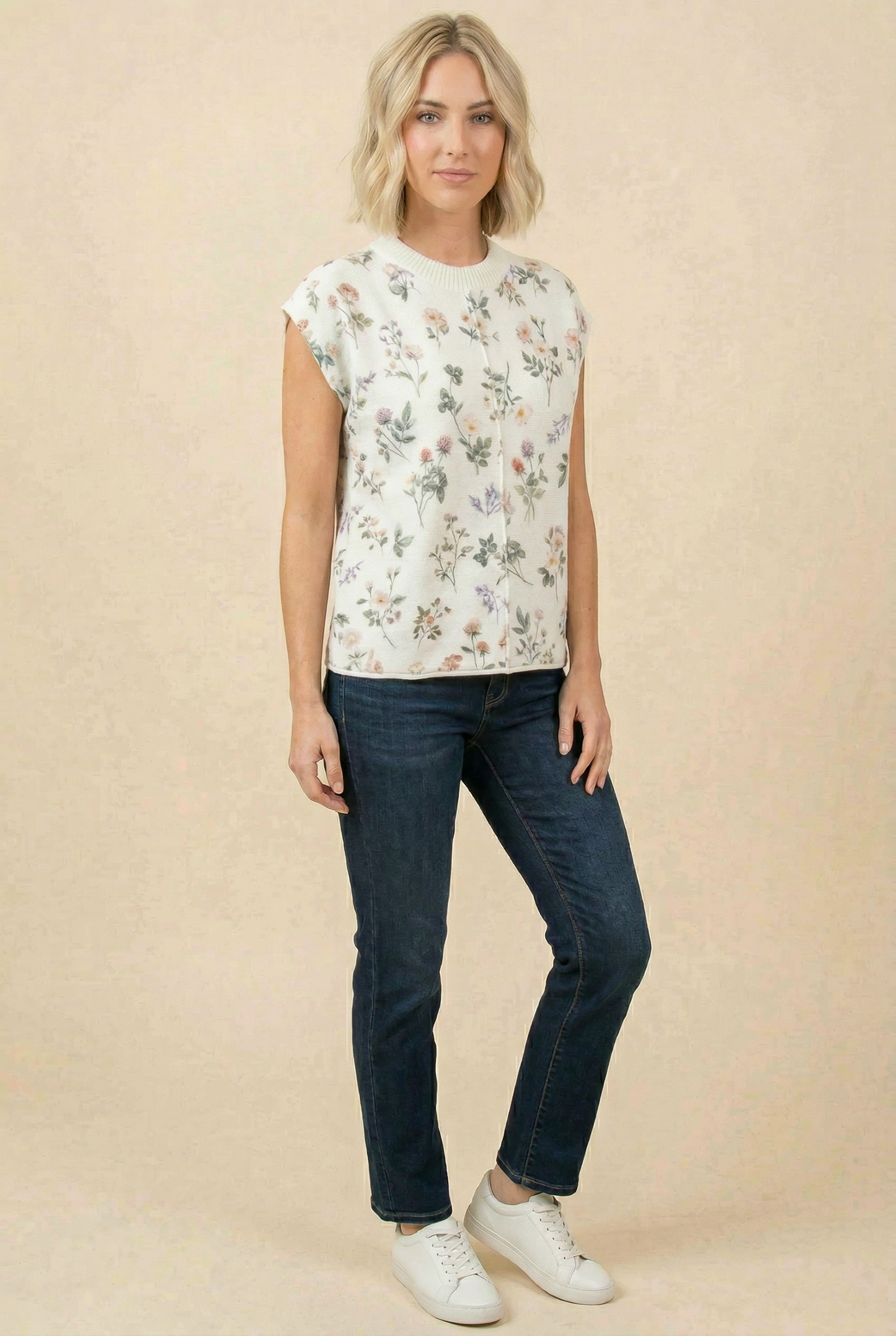 Floral Textured Sleeveless Top