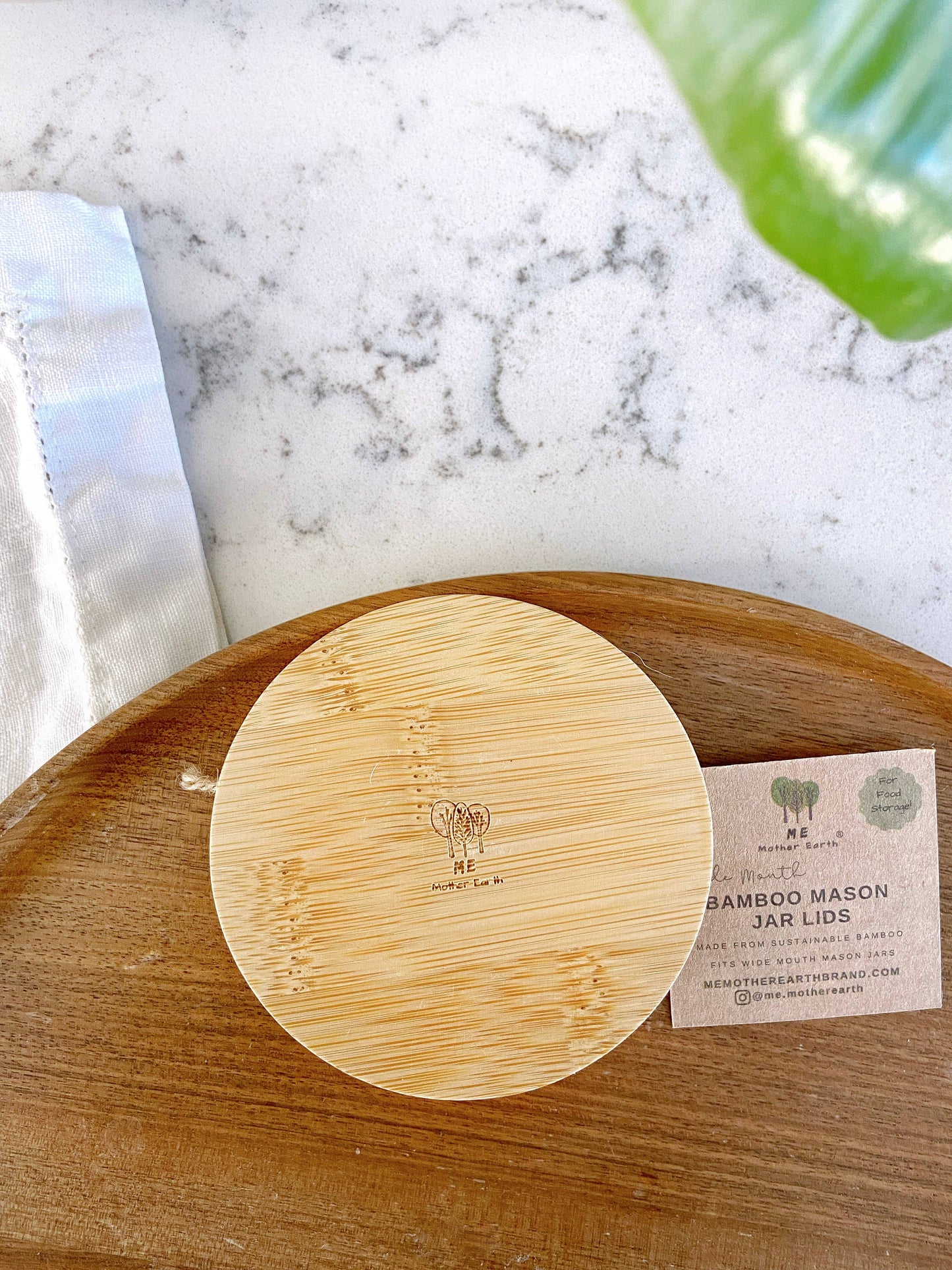 Wide Bamboo Mason Jar Lids