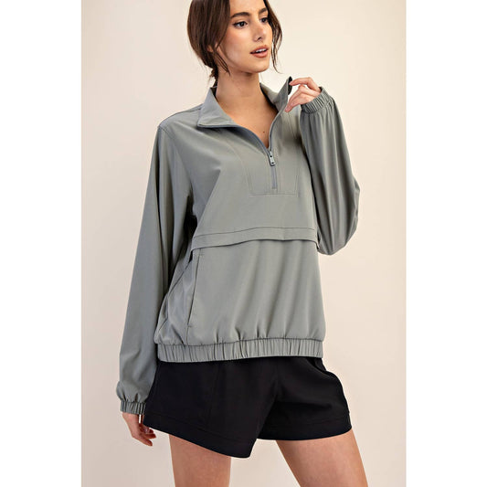 Crinkle Woven Quarter Zip Active Jacket