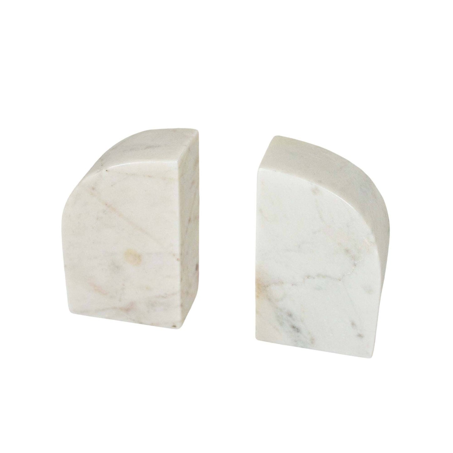 Marble Bookends White, Set Of 2