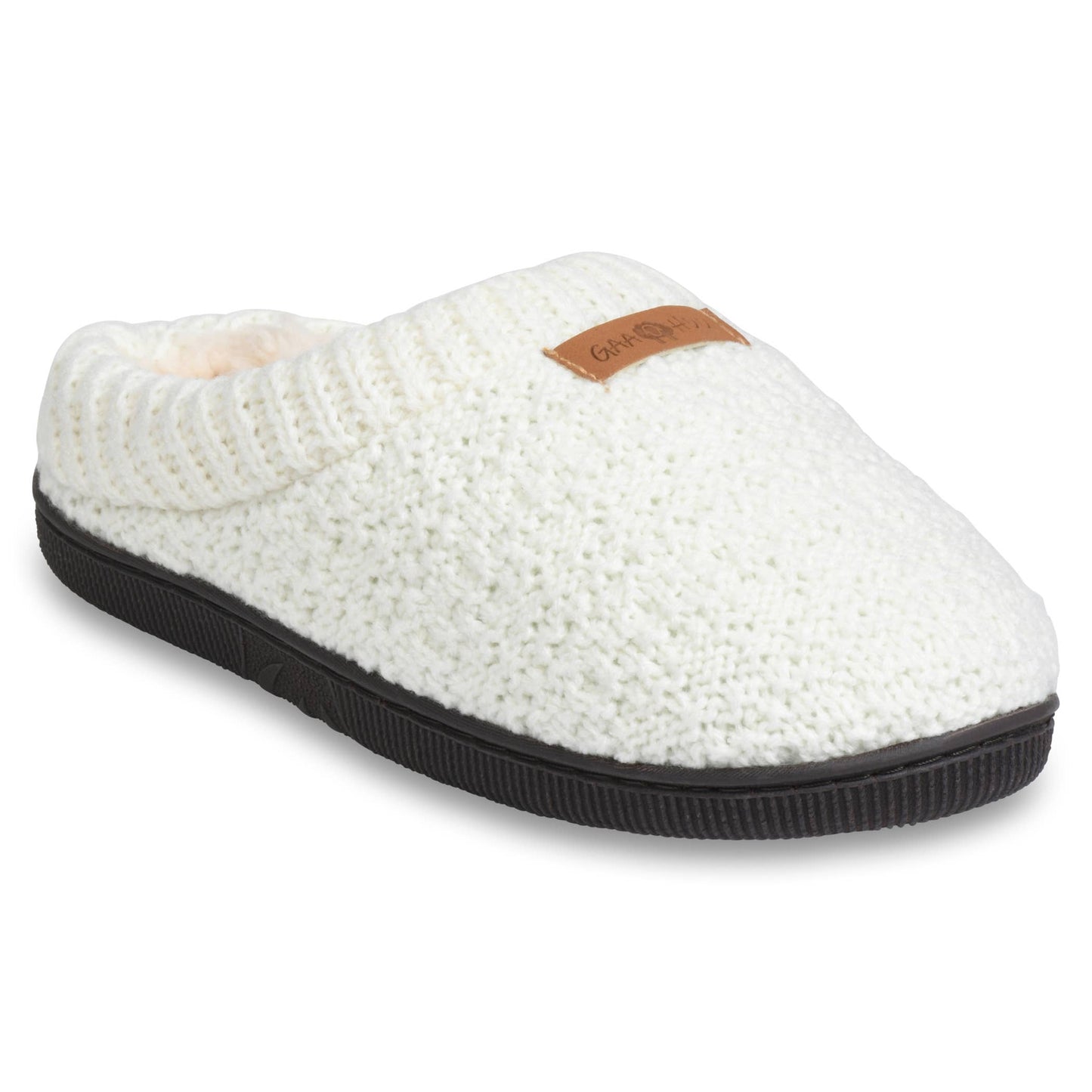 Womens textured knit rib collared clog slipper