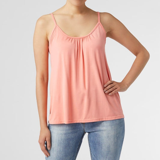 C + C Elsie Adjustable Gathered Cami-Coral-LXL