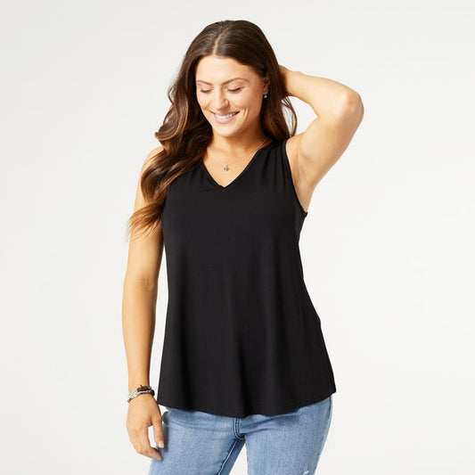 Coco + Carmen Madalyn V-Neck Tank Top-Black-L/XL