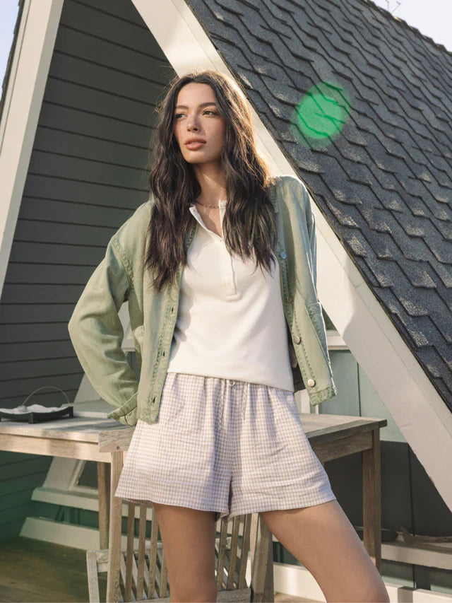 GINGHAM LINEN SHORTS