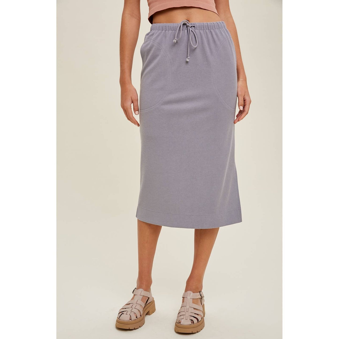 FRENCH TERRY MIDI SKIRT/ WL23-7556LN